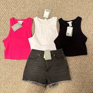 H&M shorts and crop tank tops